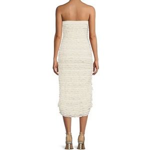 Gianni Bini x Venita Aspen Odette Plisse Pearl Trim Strapless Sheath Midi Dress